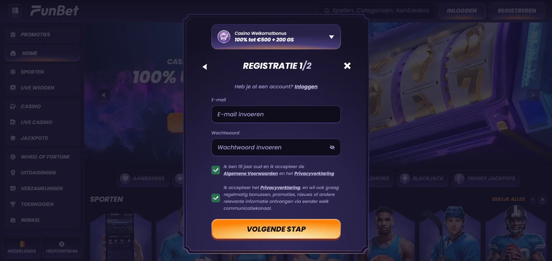 Funbet casino registreren